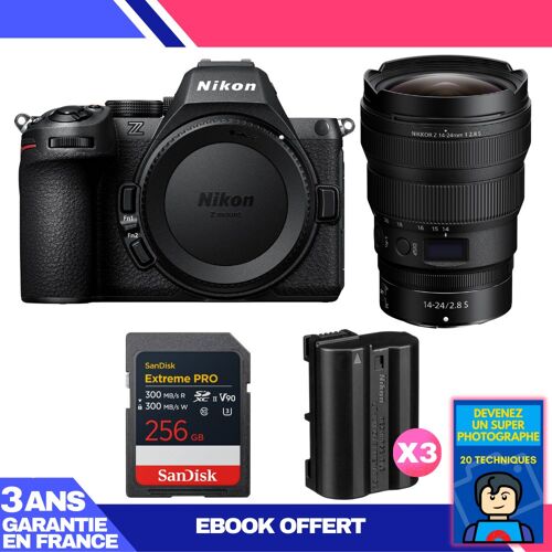 Boitier Nikon Z5 II + 14-24mm f/2.8 S + 1 SanDisk 256GB Extreme PRO UHS-II SDXC + 3 Nikon EN-EL15c + Ebook 'Devenez Un Super Photographe'