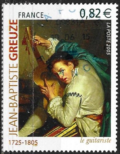 France 2005, Beau Timbre Yvert 3835, Tableau De Jean Baptiste Greuze, "Le Guitariste", Oblitéré, Tbe