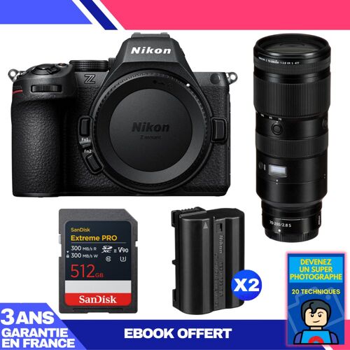 Boitier Nikon Z5 II + 70-200mm f/2.8 VR S + 1 SanDisk 512GB Extreme PRO UHS-II SDXC + 2 Nikon EN-EL15c + Ebook 'Devenez Un Super Photographe'