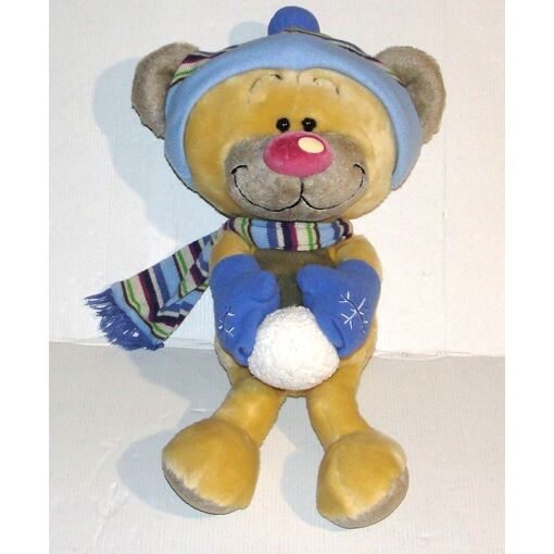 Peluche Ours Louise Mansen 38cm - Beige Avec Robe Fleurie Et Chapeau