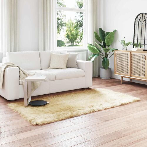 Vidaxl Tapis En Fausse Tafalla Crème 100 X 200 Cm Polyester