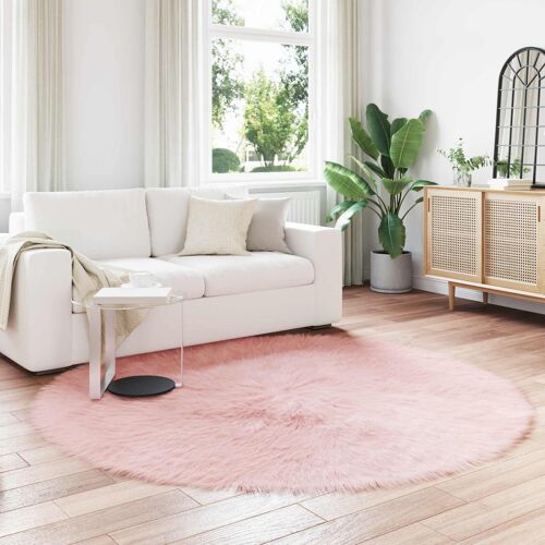 Vidaxl Tapis En Fausse Tafalla Rose Ø 160 Cm Polyester