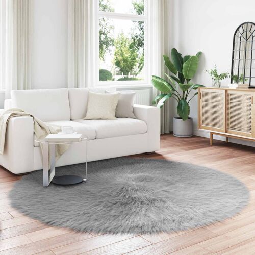 Vidaxl Tapis En Fausse Tafalla Gris Ø 160 Cm Polyester