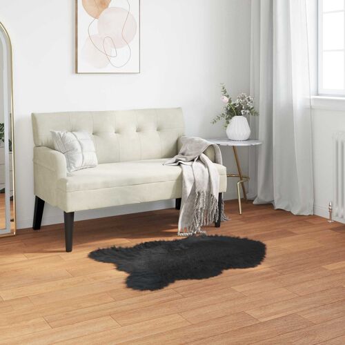Vidaxl Tapis En Fausse Tafalla Noir 50 X 80 Cm Polyester