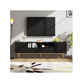 Meuble TV moderne avec pieds et bordure dorés Black+Particle Board