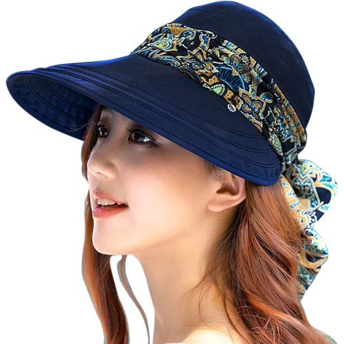Chapeau De Soleil Femme Bord Large 14 Cm Upf 50+ Protection Uv 98 Pour Le Visage Cou Et Épaules Chapeau Pliable Léger Avec Foulard Amovible Col Allongé Chapeau D'été Plage Randonnée Camping Pêche Vélo