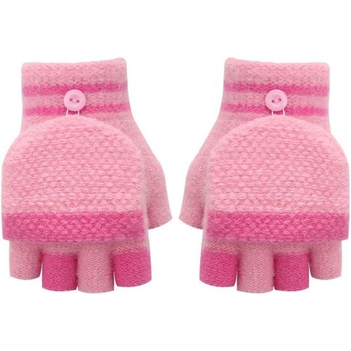 Gants D'hiver Enfant Chaude Protection - Design Convertible Demi-Doigt/Doigt Complet Avec Poignets Élastiques Coupe-Vent Idéal Sports De Neige