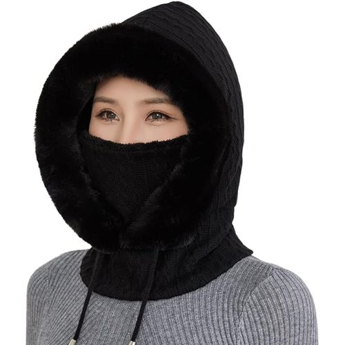 Chapeau Et Écharpe Tricotés Hiver Pour Femme En Molleton Doux Double Face, Multifonctionnel, Cagoule, Cache-Cou, Snood Pour Ski, Randonnée, Camping, Moto, Taille 56-59 Cm, 200 G