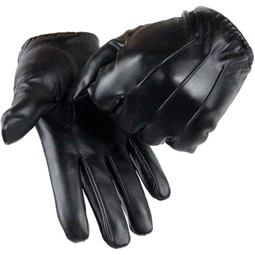 Gants D'hiver En Cuir Pour Hommes, Épaisse Doublure En Fourrure Et Doigts À Écran Tactile 360° Pour Activités Outdoor Et Conduite