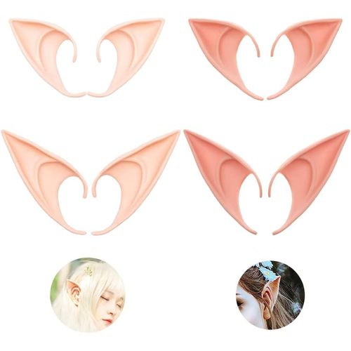 4 Paires D'oreilles De Fée En Latex Pour Cosplay, Halloween, Masquerade Et Fêtes Thématiques - Oreilles Élastiques Réutilisables En 4 Tailles (10cm/12cm) Et 2 Couleurs Pour Tous Types De Peau