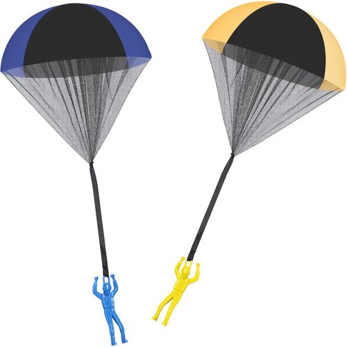 Pack De 2 Jouets Parachute À Lancer À La Main Avec Figurines Soldats, Parachute En Nylon Et Filet, Idéal Pour Jeux Extérieurs Dans Jardin Ou Parc, Vol Lent Pour Enfants Et Adultes