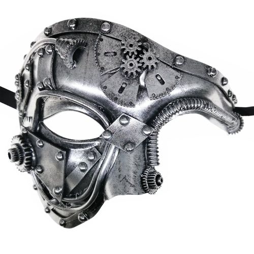Masque Cyborg Vénitien En Métal Détails Mécaniques Précis Pour Costume Halloween Masquerade Steampunk Cosplay, Élastique Ajustable Confortable Pour Adultes