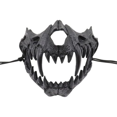 Masque Halloween Japonais À Demi¿Visage En Résine 3d, Crâne Décoratif Tigre Ou Dragon, Respirable Et Confortable, Idéal Pour Cosplay, Fêtes Masquées, Carnaval, Pour Adultes/Enfants
