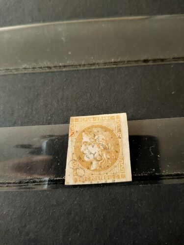 Timbre Ceres 10centimes Bistre Jaune Oblitéré Losange Petits Chiffres