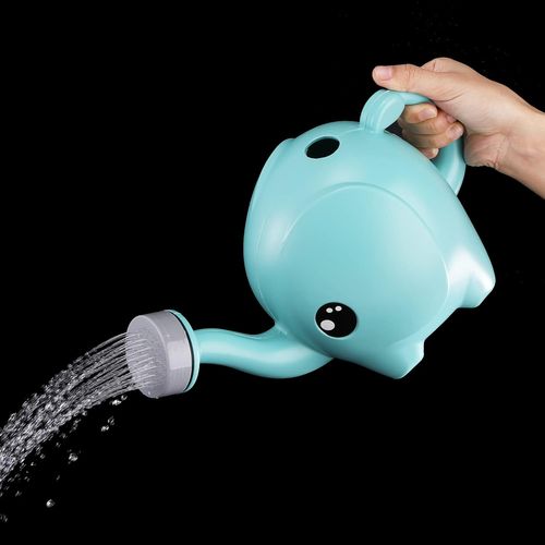 Arrosoir en forme d'éléphant mignon avec bec poreux long et poignée ergonomique pour plantes vertes d'intérieur/extérieur en plastique léger résistant