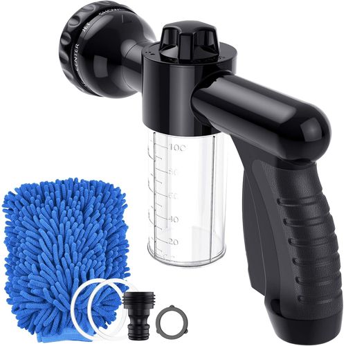 Pistolet d'arrosage haute pression multifonctionnel avec distributeur mousse - idéal jardin/véhicules/bains animaux