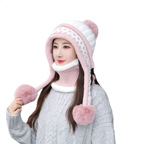 Ensemble 2 Pièces Bonnet À Pompon Et Écharpe Circulaire En Polaire Épaisse, Taille Unique, Chaleur Optimale Pour Femmes Et Enfants, Idéal Pour Ski, Cyclisme Et Sports D'hiver