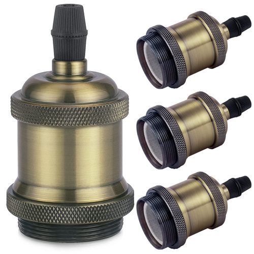 Douille E27 Vintage En Céramique Solide Pour Lampe De Suspension Rétro Edison, 4 Douilles Dorées Champagne Pour 4 Pièces