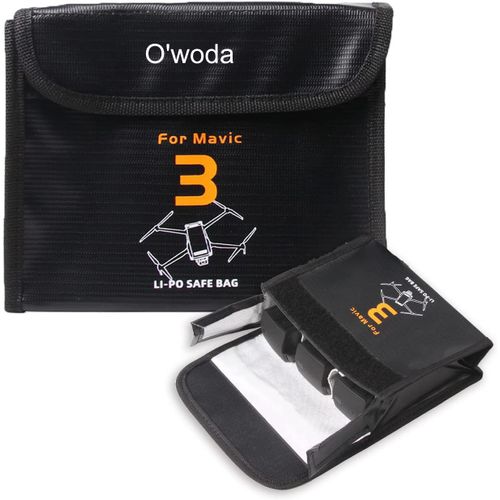 Sac Ignifuge Et Antideflagrant Pour Batterie Lipo Dji Mavic 3 - Protection Haute Température Et Anti-Rayonnement En Pvc, Dimensions 18,3 X 14 X 5 Cm, Poids 0,1 Kg, Fermeture Velcro Sécurisée