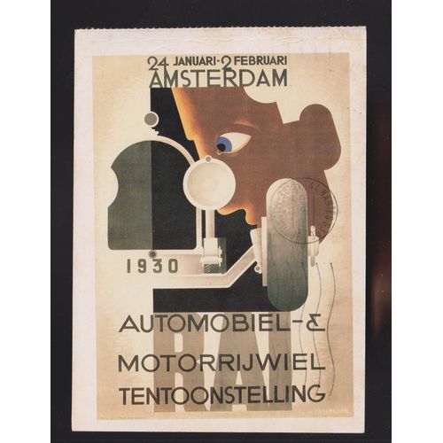 Carte Postale Représentant L'Affiche Du Salon De L'Automobile À Amsterdam En 1930