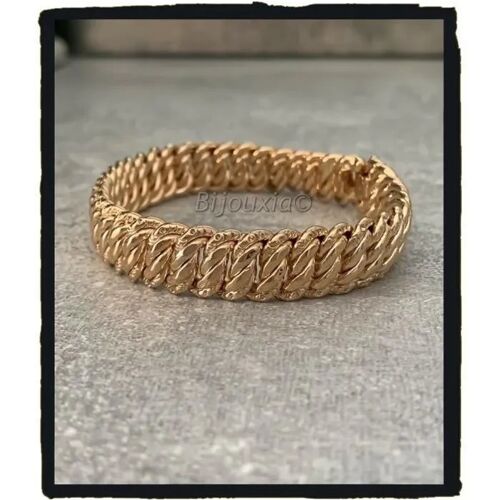 Bracelet - Bijouxia - Maille Gourmette Américaine - Plaqué Or 18 Carats - 19 Cm - Femme