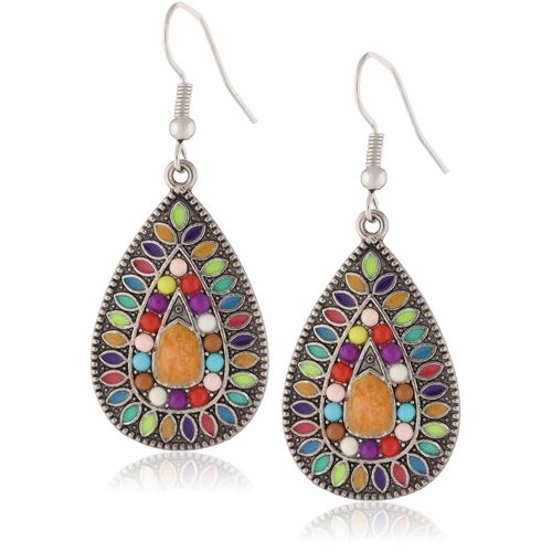 Boucles D'oreilles Ethniques Bohémien S925 Argent Or 14k Sans Nickel Plomb Faible Allergie 0.79cm X 0.31cm 7g/Paire Cadeau Valentine Anniversaire Fête Des Mères