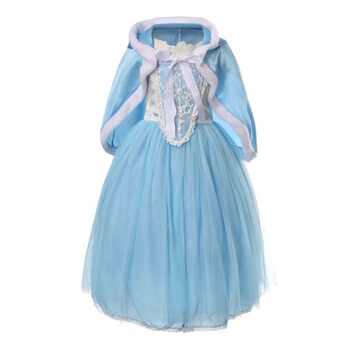 Costume Elsa Frozen Pour Enfant, Robe De Princesse Imprimée 3d Bleue 120cm, Manches Courtes Et Col Rond, Fermeture Boutons À L'arrière, Idéal Pour Halloween, Anniversaire Et Noël