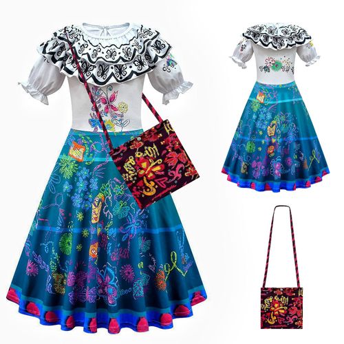 Robe De Princesse Enfant Madrigal Imprimée En 3d, Costume De Carnaval Halloween Noël Cosplay Pour Fille 120 Cm, Robe Courte Col Rond En Coton Et Polyester Doux