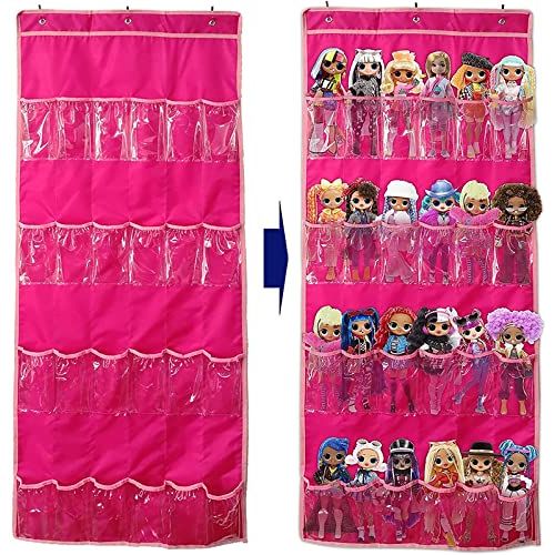 Organisateur Suspendu pour Jouets d'Enfants - Sac de Rangement Mural avec 24 Poches (17 x 9 cm), Compatible avec les Poupées LOL OMG et Barbie, Matériau Polyester Durable sans BPA (146 x 56 cm)