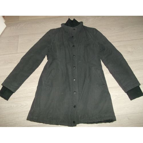 Manteau Jennyfer Gris Anthracite Et Noir, Surpiqures Coudes Et Épaules L Tbe