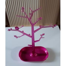 Arbre porte bijoux design by Michael Neubauer modèle Koziol 2010 - plastique rose foncé - socle vide poche