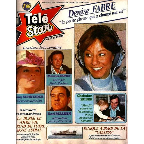 Tele Star 7 1976 Denise Fabre/Romy Schneider/Maurice Ronet/Karl Malden/Zuber/Kirt Douglas/Tony Curtis/Lenorman (Petit)/Nicoletta/Mitchell/Debout