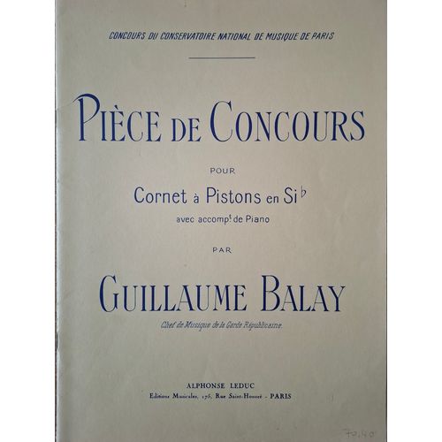Pièce De Concours De Guillaume Balay Pour Corner Et Piano, Leduc