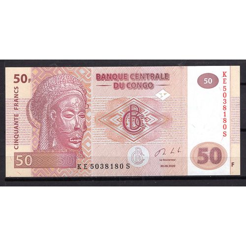 Billet De Banque Congo 50 Francs 2020 Neuf Unc Pick 97 Dimension 150 × 70 Mm