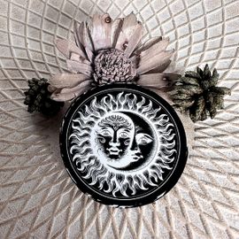 stickers personnalisé - noir - lune/soleil - fait main