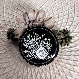 sticker personnalisé - noir - fleurs et joyaux - fait main