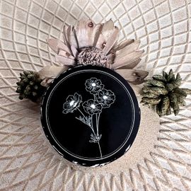 sticker personnalisé - noir - fleurs - fait main