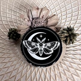 sticker personnalisé - noir - papillon lune - fait main