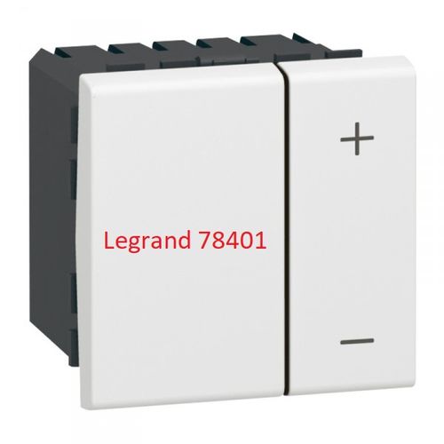 Interrupteur variateur Legrand Mosaic - 2 mod - sans neutre - 2 fils - 400 W - blanc