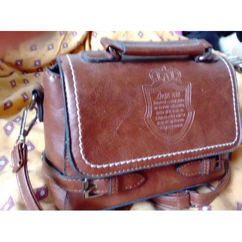 SAC A MAIN BANDOULIERE MARRON SIMILI CUIR DE MARQUE ZHAN XIN