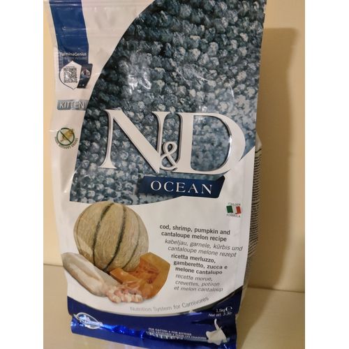 Croquettes Pour Chat Farmina N&D Océan - Morue, Crevettes, Potiron Et Melon Cantaloup