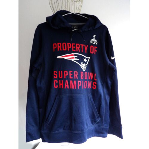 Sweat Shirt Nike Bleu Brillant Property Of Super Bowl Champions Xlix Capuche Manches Longues Sport Sweatshirt
