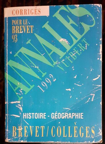 Annales 1992 Brevet 93 Histoire Geographie Vuibert
