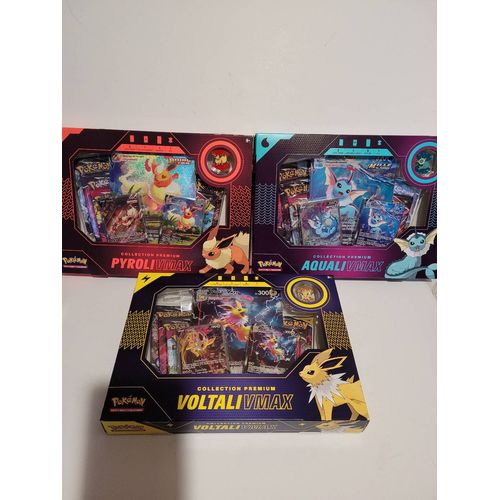 Pokemon 3 Coffrets Premium Aquali. Voltali Et Pyroli Évolution Céleste Eb07 Scellés Fr