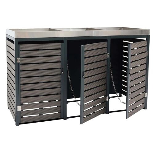 Abris Poubelles Verrouillable Avec Bac À Plantes Jardinière 124x200x84 Cm Wpc Acier Inoxydable 107kg Anthracite 04_0008236