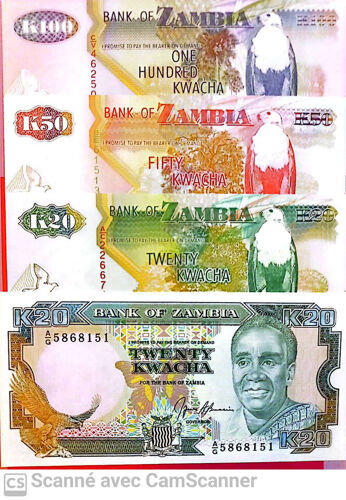 Zambia Lot De 4 Billets Unc Neuf