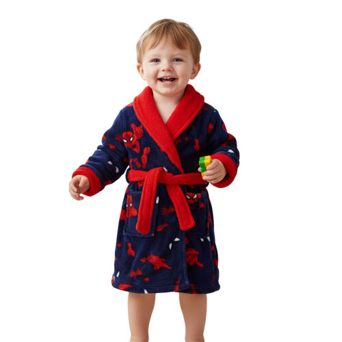 Peignoir – Robe De Chambre Polaire Spiderman Garçon 2 Ans (Taille 2 Ans,Couleur Bleu)
