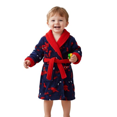 Peignoir – Robe De Chambre Polaire Spiderman Garçon 2 Ans (Taille 2 Ans,Couleur Bleu)