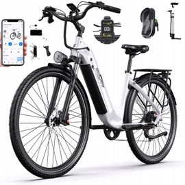 Vélos Électriques Onesport Ot05 Pro 27,5 Pouces 250 W Vélos Électriques Urbains Vitesse Maximale : 25 Km/H Batterie 36 V 22,5 Ah Autonomie Maximale : 140 Km Freins À Disque Hydrauliques Blanc