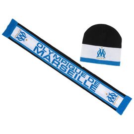 Taille Unique - Coffret Bonnet + Écharpe - Olympique De Marseille - Acrylique - Taille Adulte - Bleu